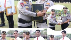 Kapolda Riau, Pimpin Upacara Kenaikan Pangkat dan Pemberian Penghargaan Personel Berprestasi “Turut Hadir Wakapolda