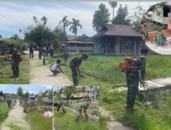 Satgas Yonif 642/Kapuas Pos Kamundan Gelar Karya Bakti di Distrik Kamundan, Teluk Bintuni