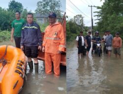 Curah Hujan Tinggi: Kapolsek Bukit Raya Serta Aparat Setempat, Sigap Evakuasi warga Banjir di Tangerang Labuai Pekanbaru
