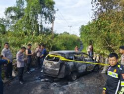 Mobil Terbakar di Jembatan Parit 23 Inhil, Penumpang Luka Bakar Polres Selidiki Penyebab