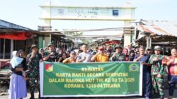 Kodim 1315/KG Gelar Karya Bakti Bersihkan Pasar Rakyat Desa Datahu dalam Rangka HUT ke-80 TNI
