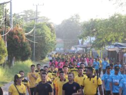 Jalan Sehat dan Senam Bersama Warnai Peringatan HUT Bhayangkara ke- 80 di Pesisir Barat,Senergi TNI – POLRI – PEMKAB terasa kuat