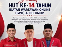 Pesan Ketua DPW Partai PA Aceh Timur Azhari,M.Nur (Haji Maop) peringatan HUT ke-14 Ikatan wartawan online (IWO) Aceh Timur