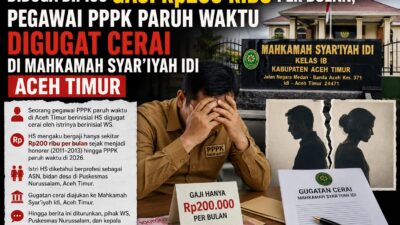 Diduga Dipicu Gaji Rp200 Ribu per Bulan, Pegawai PPPK Paruh Waktu Digugat Cerai di Mahkamah Syar’iyah Idi Aceh Timur 