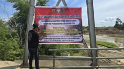 Satreskrim Polres Nagan Raya Pasang Spanduk Himbauan,Cegah Aktivitas Penambangan Tampa Izin