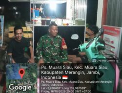 Perkuat Keamanan Lingkungan, Koramil 420-06/Muara Siau Gelar Patroli dan Komsos Malam Bersama Warga